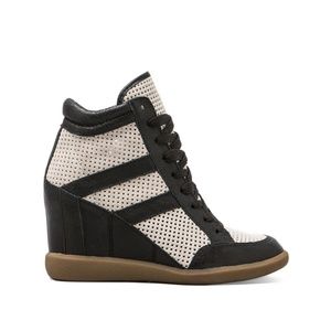 Sam Edelman black and white hidden wedge sneaker